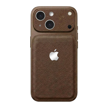 Double Leather Large Window Phone Case - Brown
