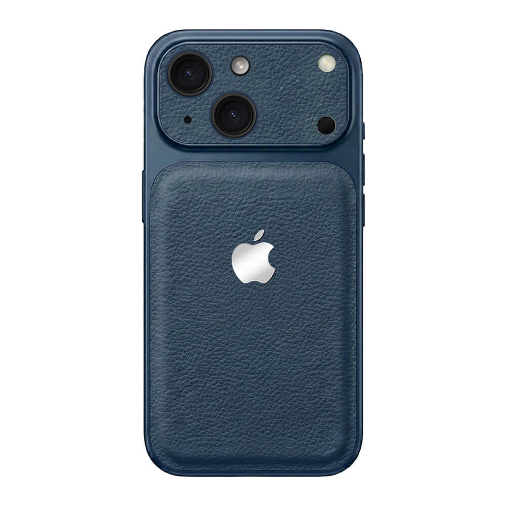 Double Leather Large Window Phone Case - Navy Blue