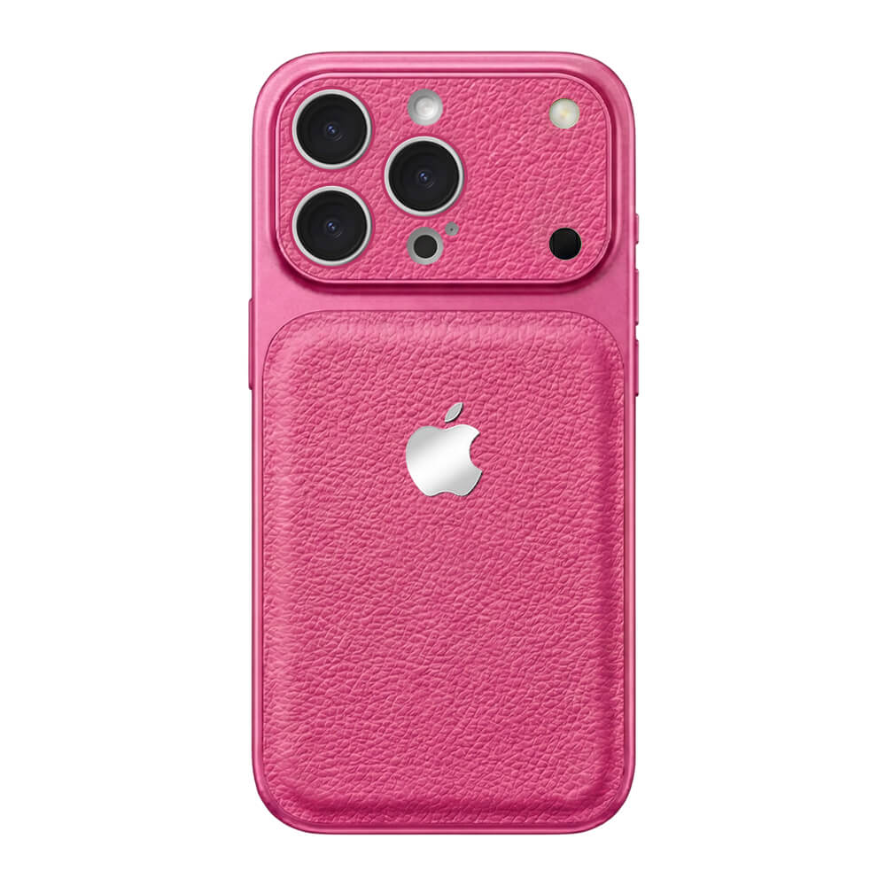 Double Leather Large Window Phone Case - Rose Red