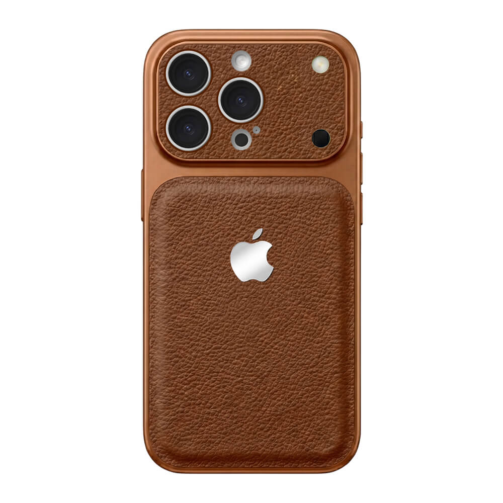 Double Leather Large Window Phone Case - Coffee