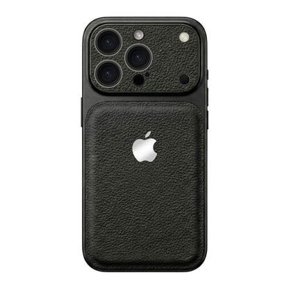 Double Leather Large Window Phone Case - Black