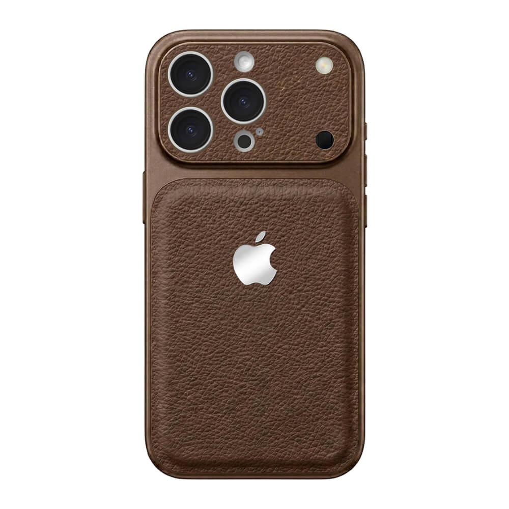 Double Leather Large Window Phone Case - Brown