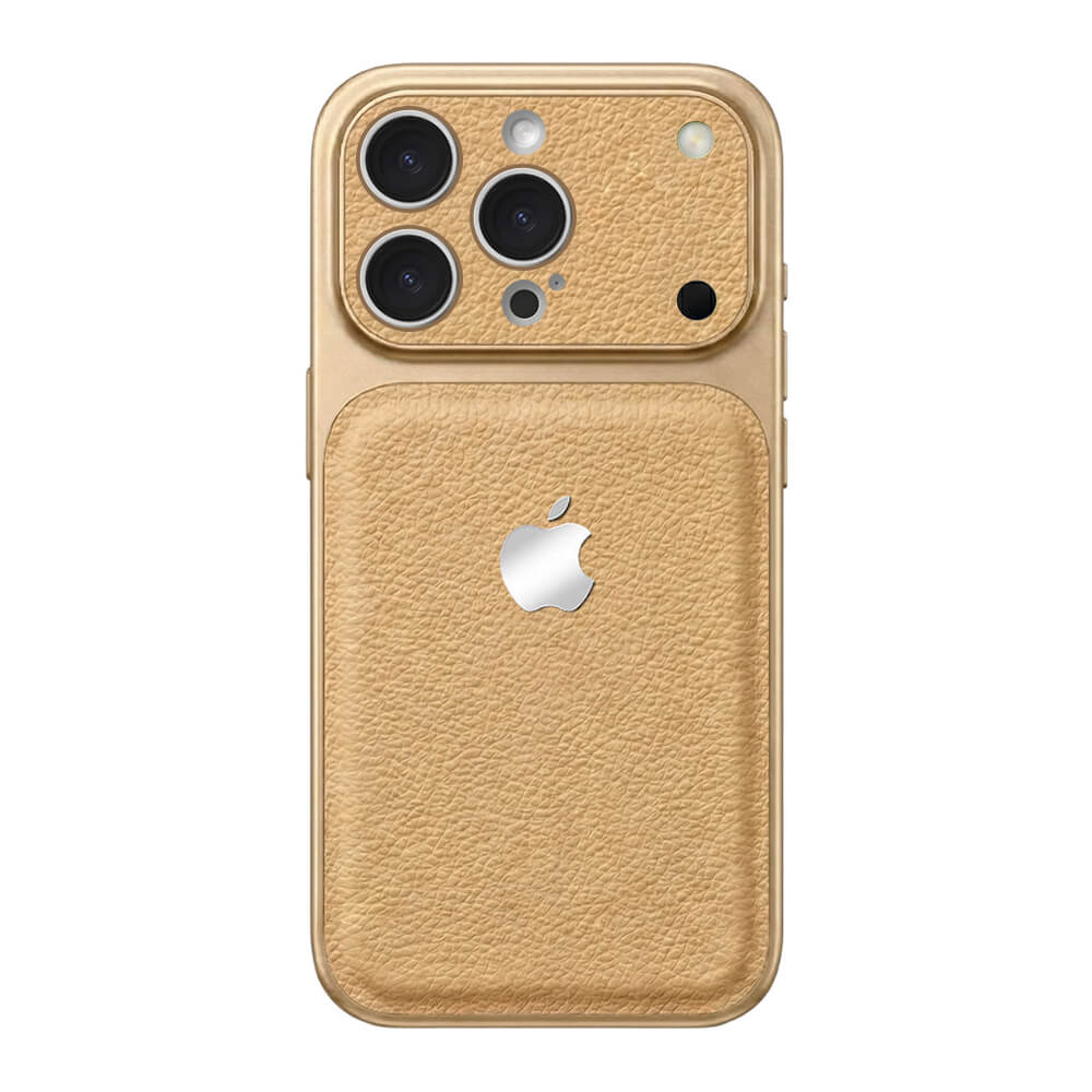 Double Leather Large Window Phone Case - Desert Gold