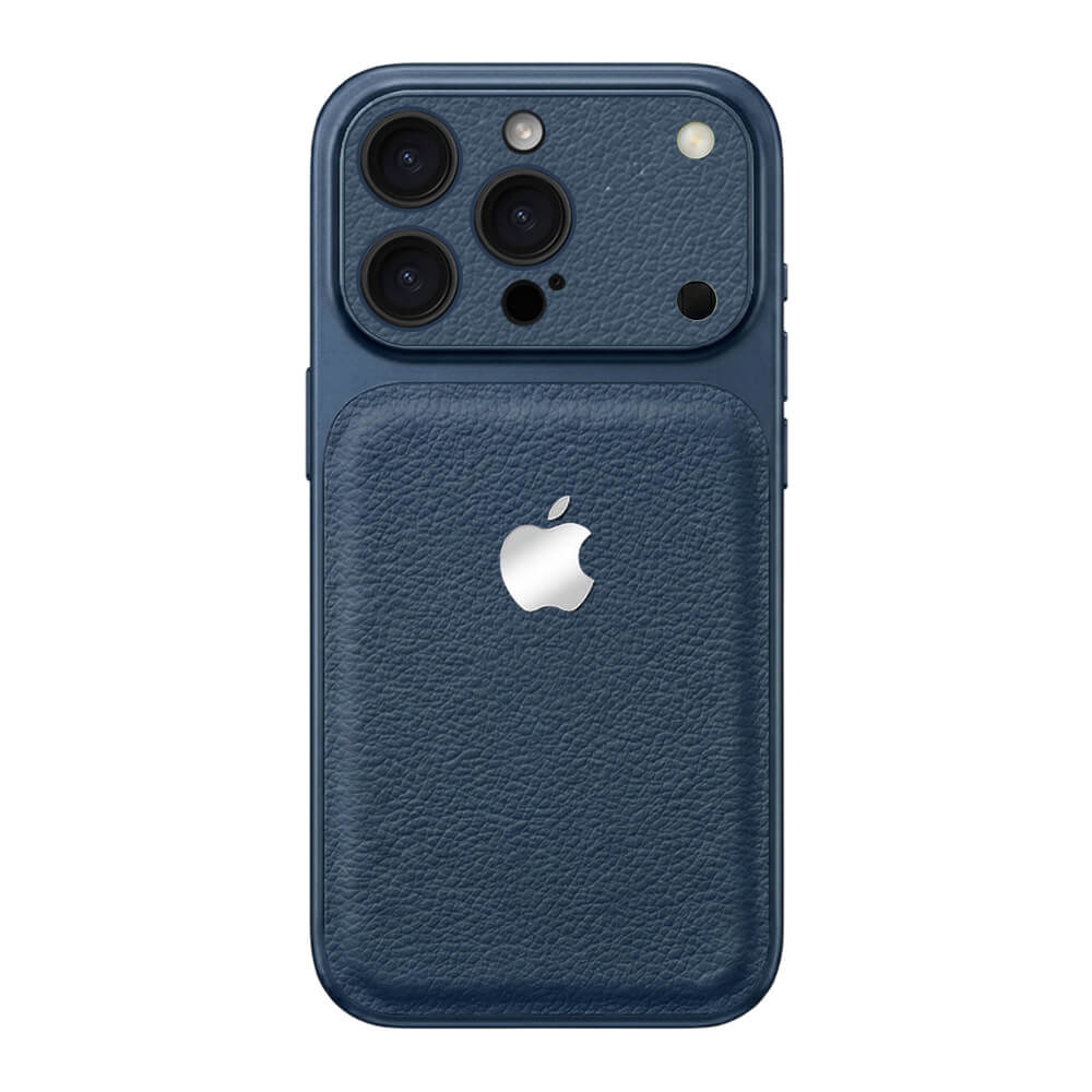 Double Leather Large Window Phone Case - Navy Blue