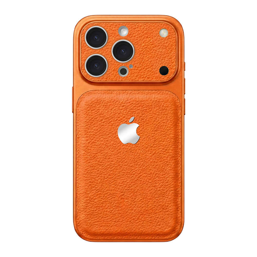 Double Leather Large Window Phone Case - Orange