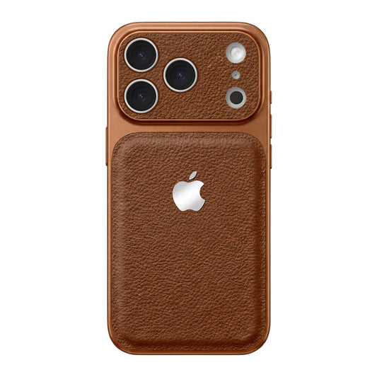 Double Leather Large Window Phone Case - Coffee