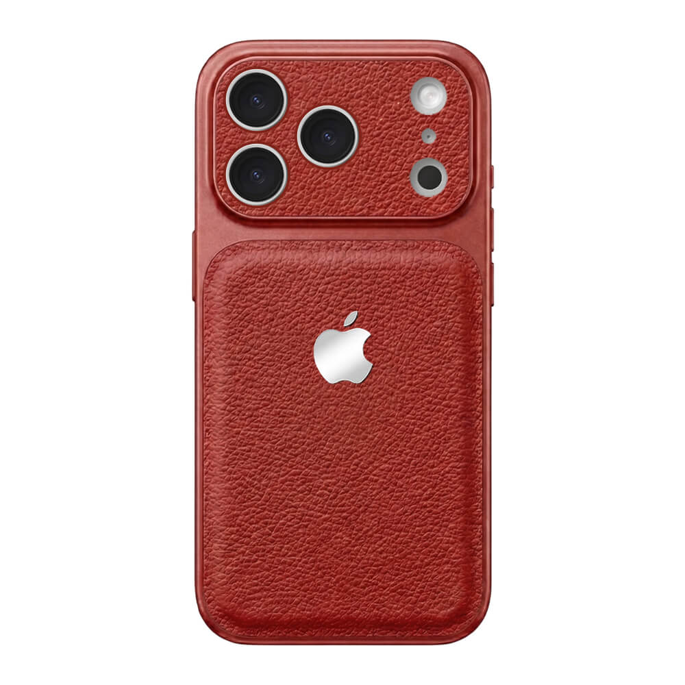 Double Leather Large Window Phone Case - Wine Red