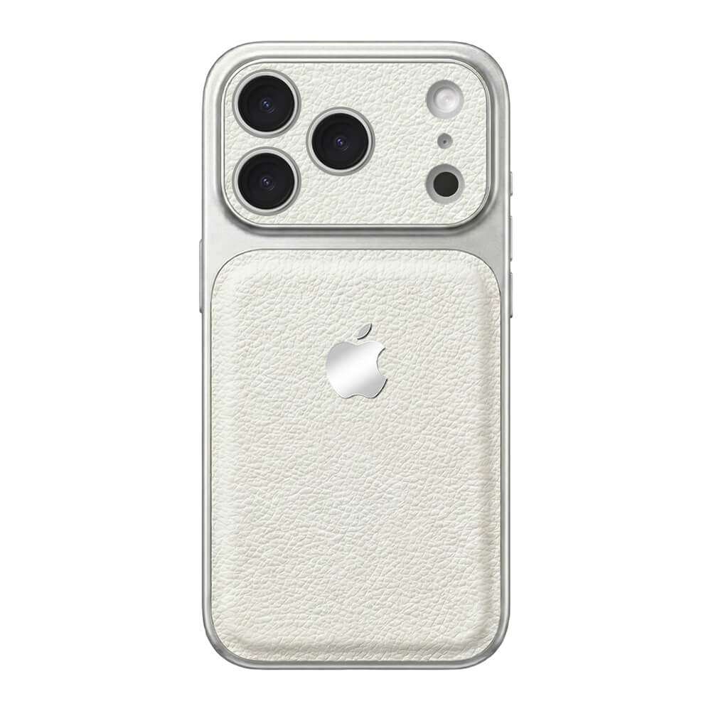 Double Leather Large Window Phone Case - White