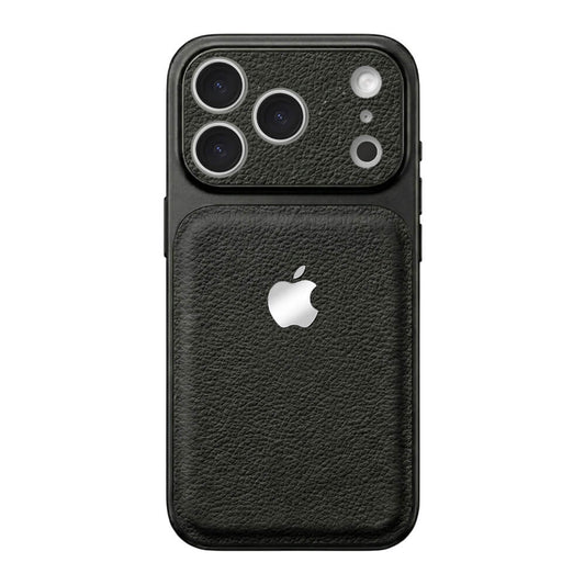 Double Leather Large Window Phone Case - Black