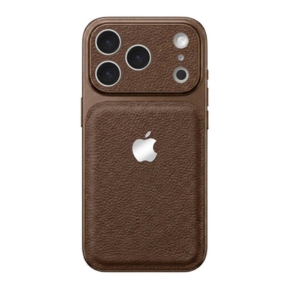 Double Leather Large Window Phone Case - Brown