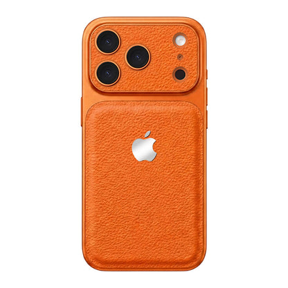 Double Leather Large Window Phone Case - Orange