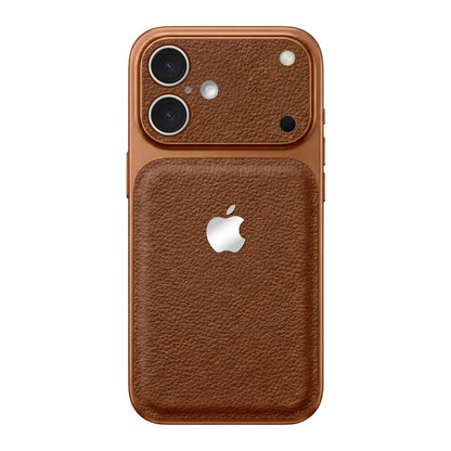 Double Leather Large Window Phone Case - Coffee