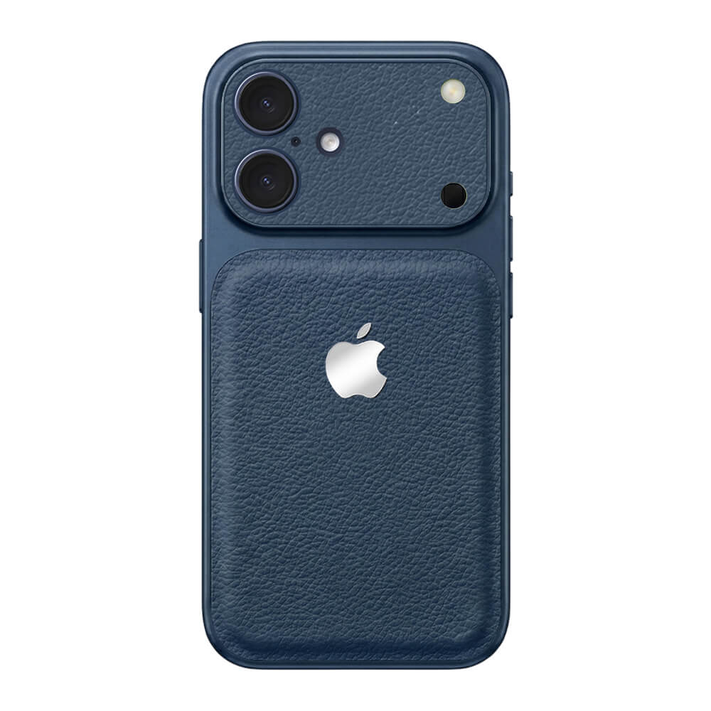 Double Leather Large Window Phone Case - Navy Blue