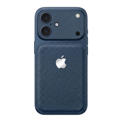 Double Leather Large Window Phone Case - Navy Blue