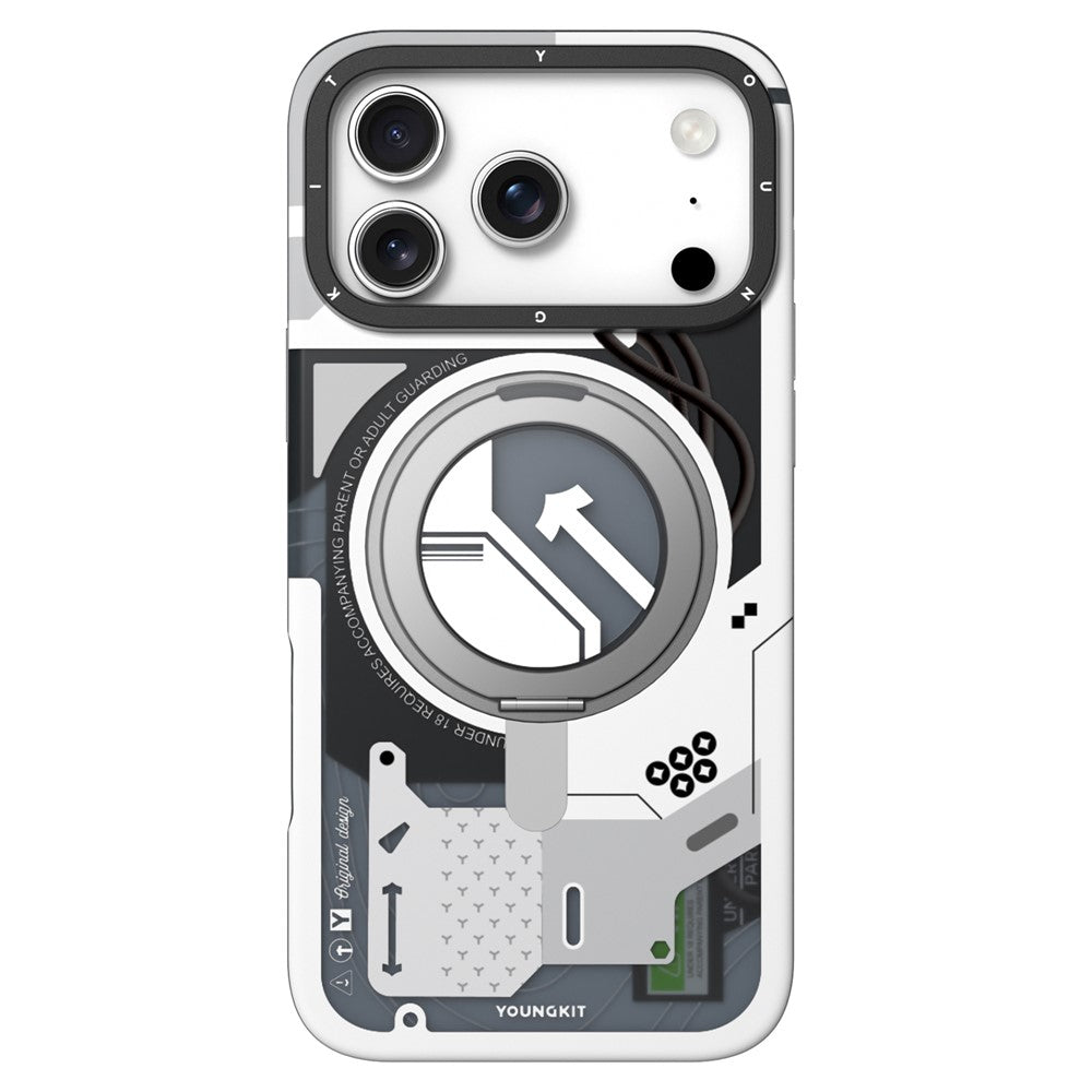 iPhone 17 Pro Max Youngkit Cover, Starship Series 360° Rotation Ring Stand with Magsafe - White