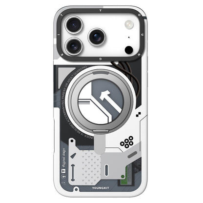 iPhone 17 Pro Max Youngkit Cover, Starship Series 360° Rotation Ring Stand with Magsafe - White