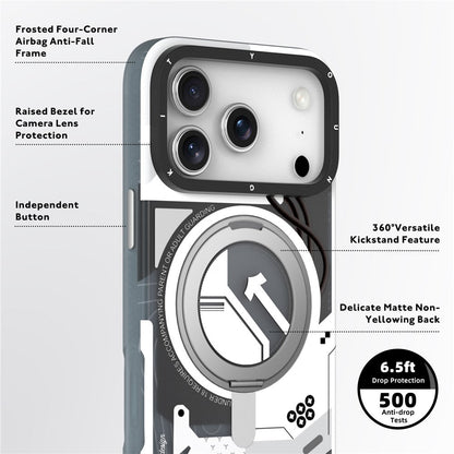 iPhone 17 Pro Max Youngkit Cover, Starship Series 360° Rotation Ring Stand with Magsafe - White