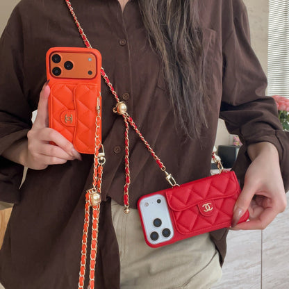 Genuine Leather Wallet Crossbody Bag Phone Case For iPhone 12-17