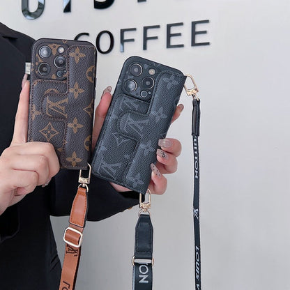 Luxury Side Card Holder Crossbody iPhone Case 12-16