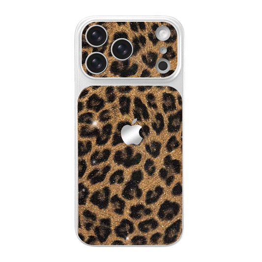 Glitter Leopard Pattern Phone Case - Brown Black