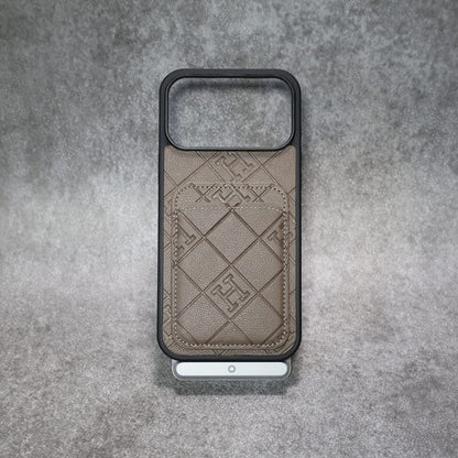 Stamped Leather Phone Case with Card Holder For iPhone 12-17