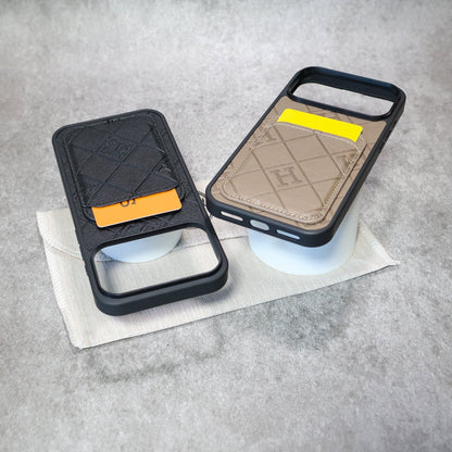 Stamped Leather Phone Case with Card Holder For iPhone 12-17