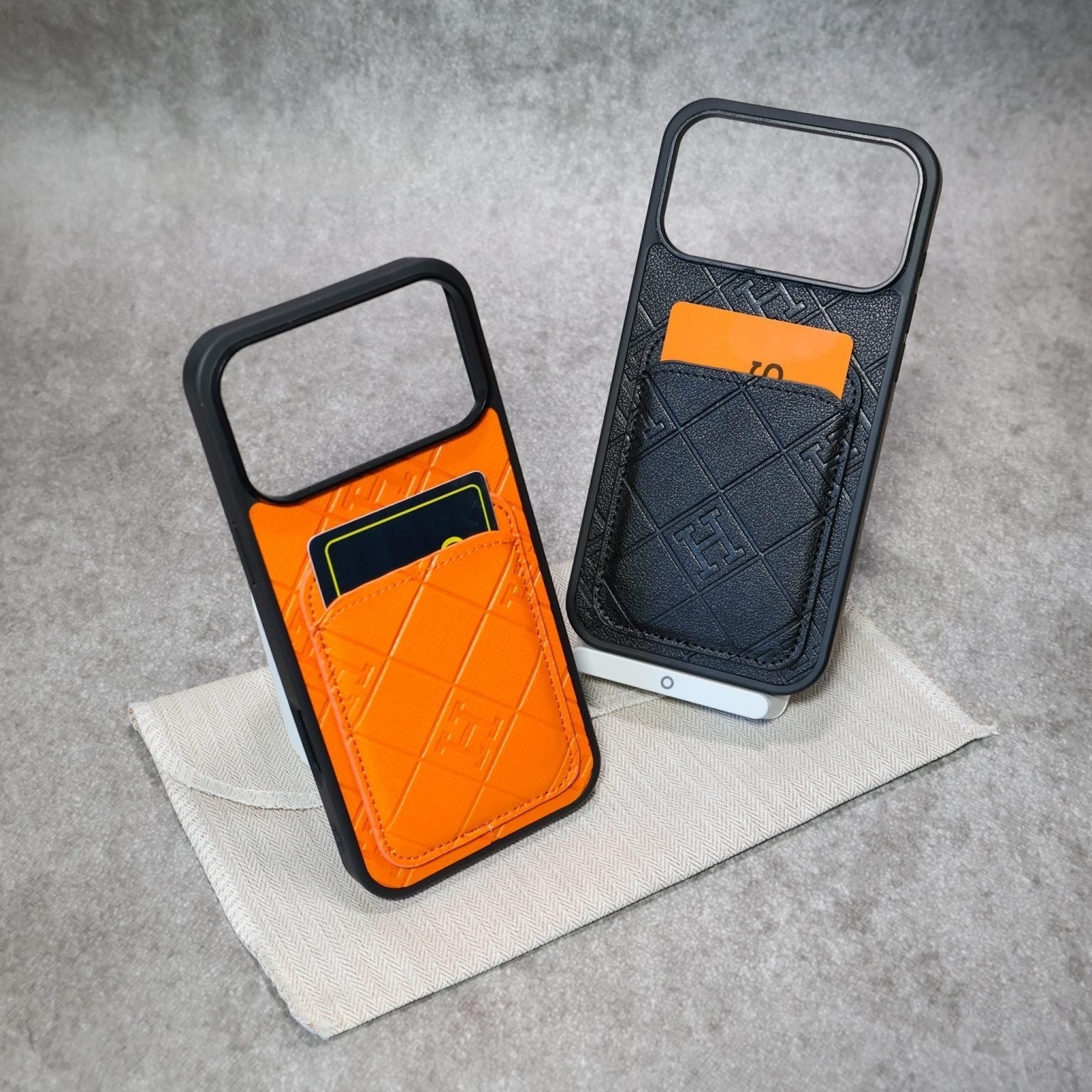 Stamped Leather Phone Case with Card Holder For iPhone 12-17
