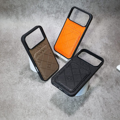Stamped Leather Phone Case with Card Holder For iPhone 12-17