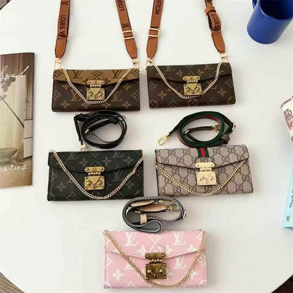 Monogram Luxurious Phone Case With Strap for iPhone 12-17