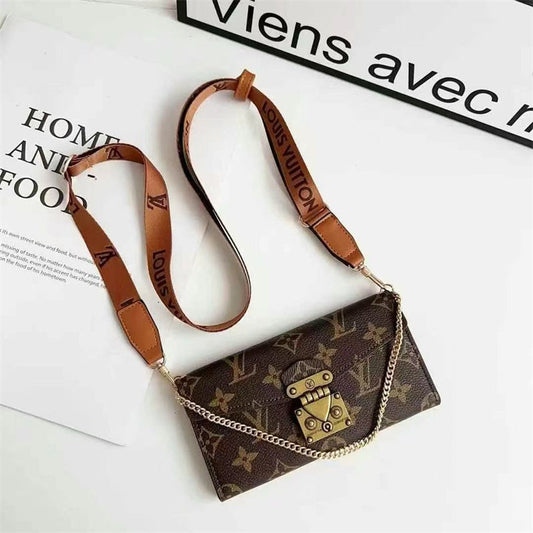 Monogram Luxurious Phone Case With Strap for iPhone 12-17