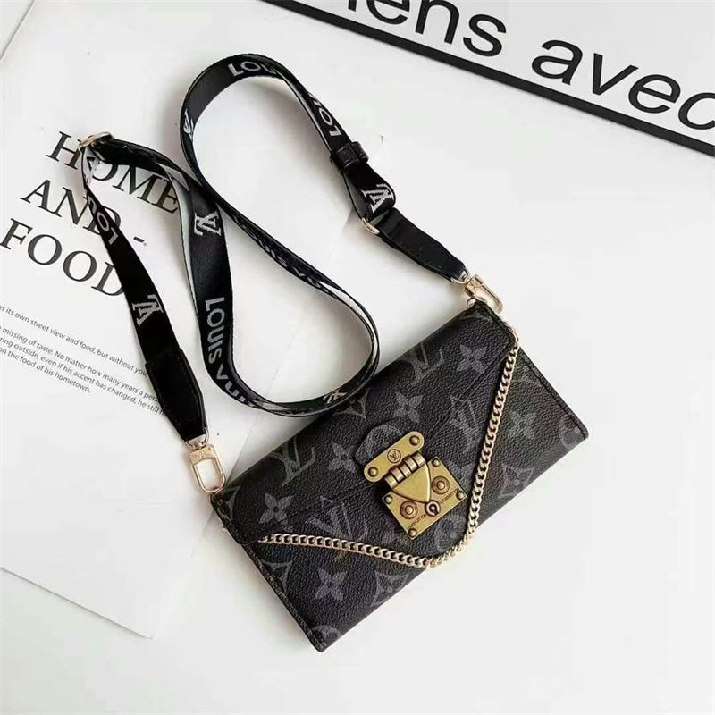 Monogram Luxurious Phone Case With Strap for iPhone 12-17