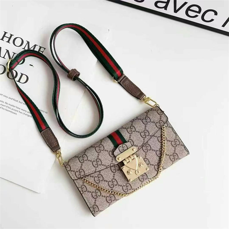 Monogram Luxurious Phone Case With Strap for iPhone 12-17