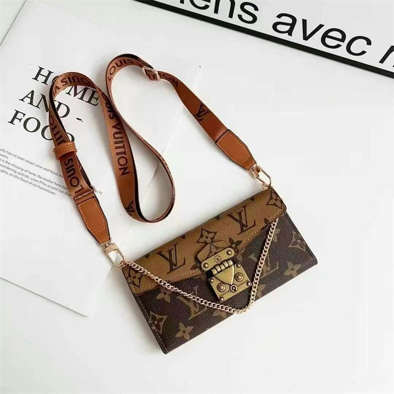 Monogram Luxurious Phone Case With Strap for iPhone 12-17