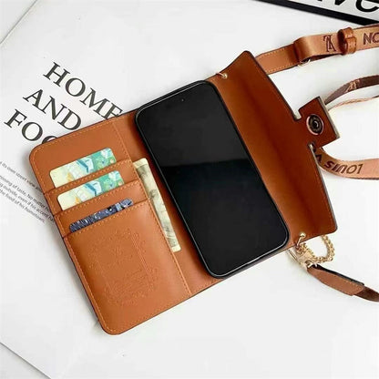 Monogram Luxurious Phone Case With Strap for iPhone 12-17