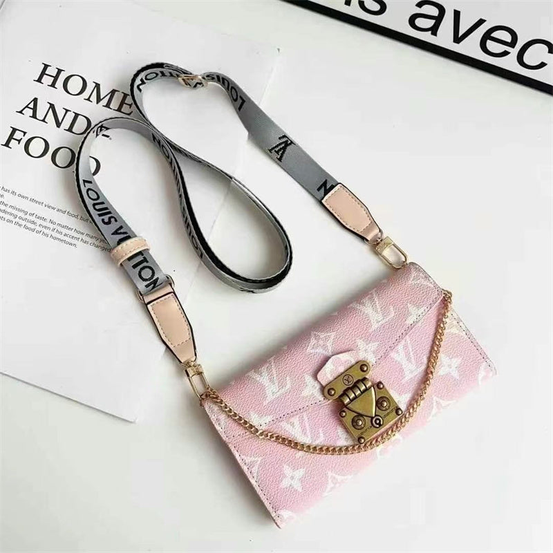 Monogram Luxurious Phone Case With Strap for iPhone 12-17