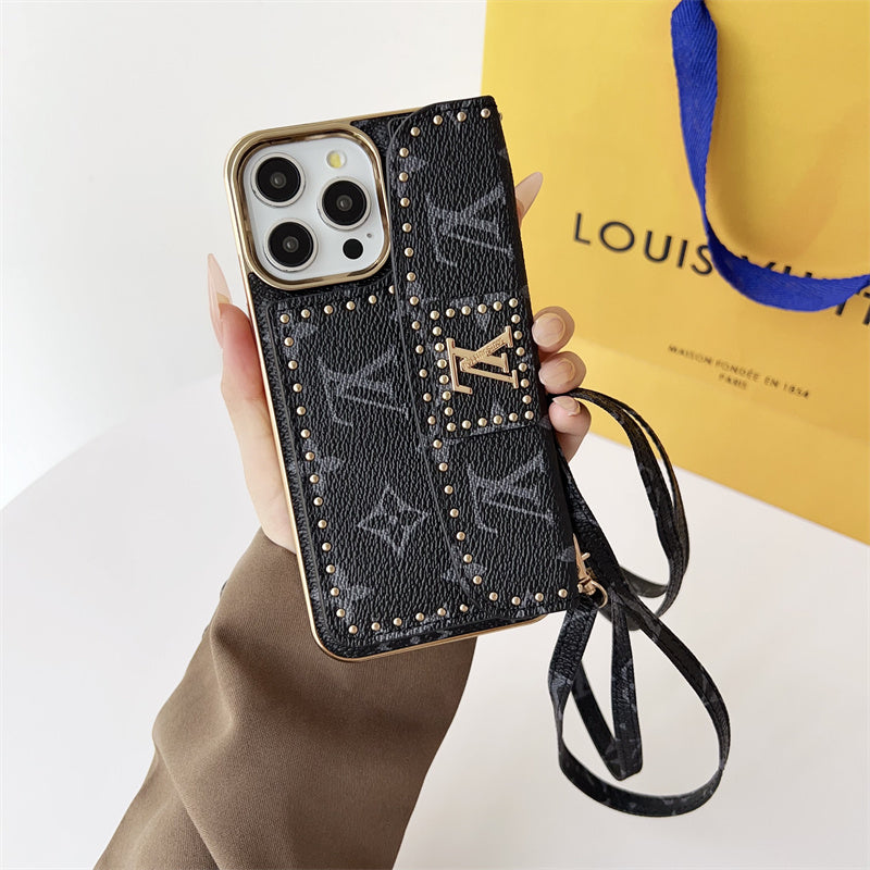 Monogram Leather Phone Case for iPhone 12-17