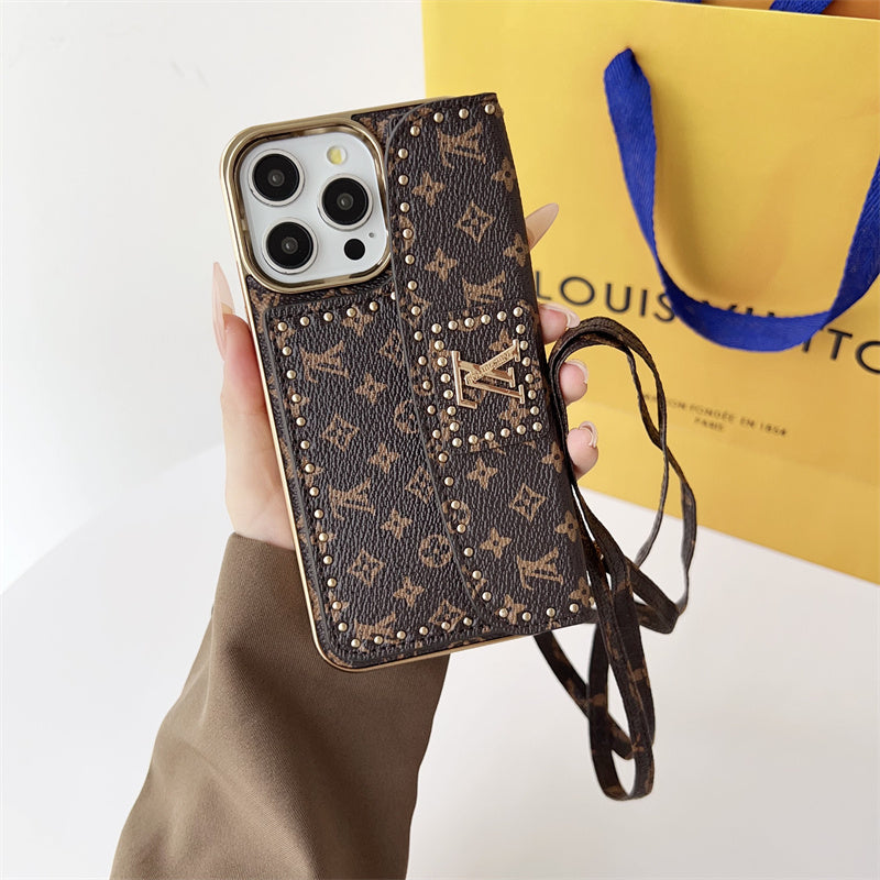 Monogram Leather Phone Case for iPhone 12-17