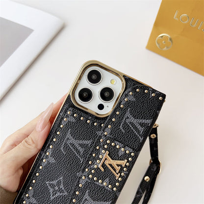 Monogram Leather Phone Case for iPhone 12-17