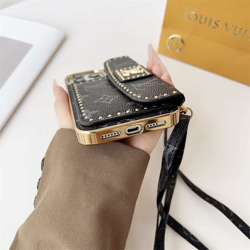 Monogram Leather Phone Case for iPhone 12-17