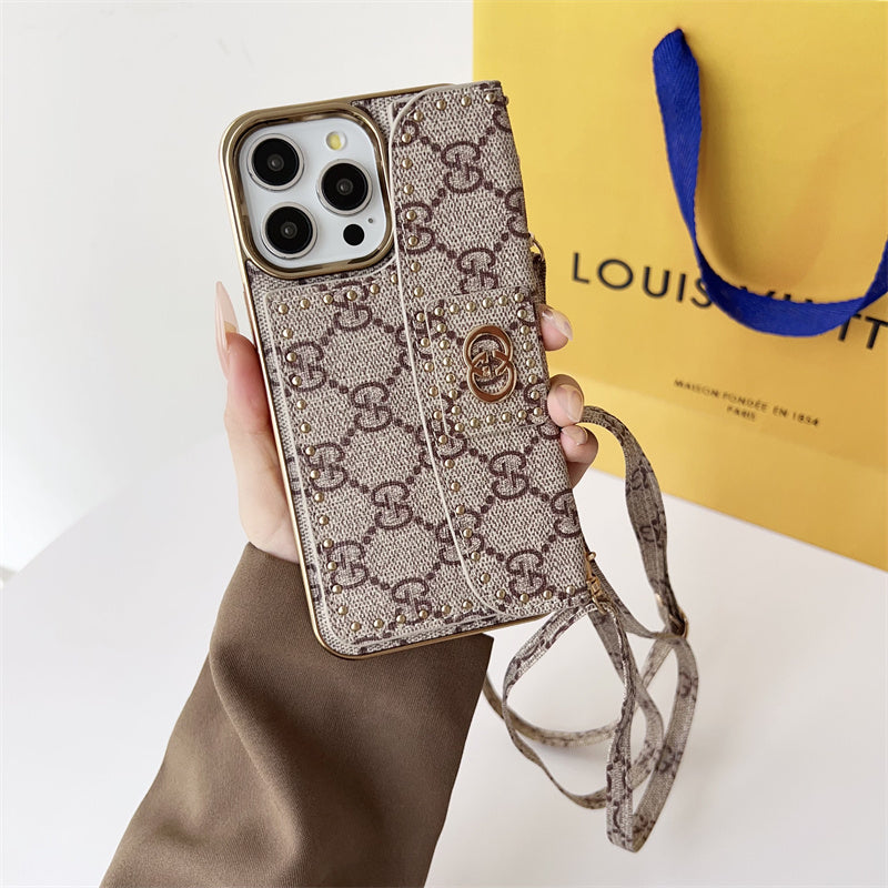 Monogram Leather Phone Case for iPhone 12-17