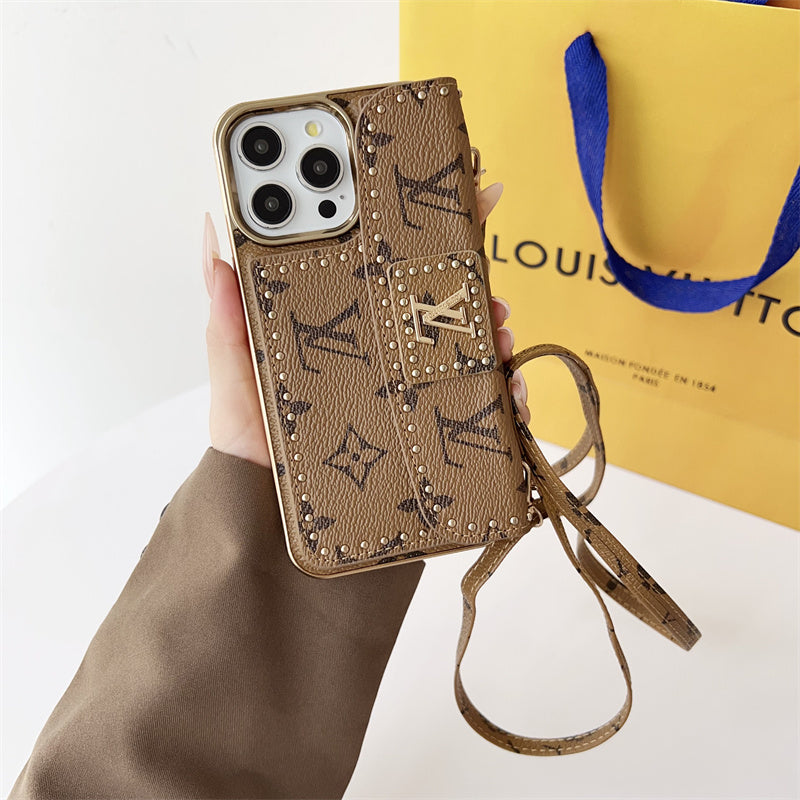 Monogram Leather Phone Case for iPhone 12-17