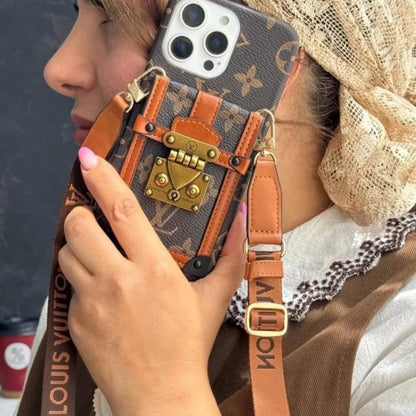 Canvas Leather Wallet Card Holder Crossbody Phone Case for iPhone 12-17