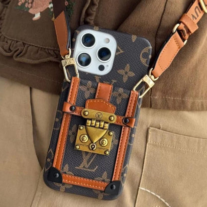 Canvas Leather Wallet Card Holder Crossbody Phone Case for iPhone 12-17