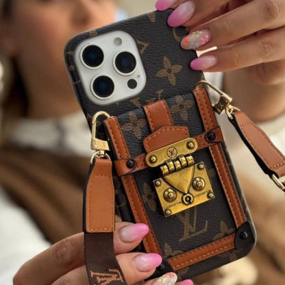 Canvas Leather Wallet Card Holder Crossbody Phone Case for iPhone 12-17