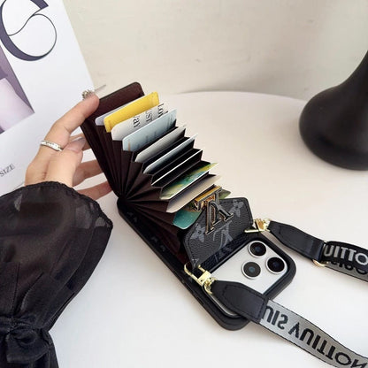 Leather Wallet Card Holder Phone Case For iPhone 12-17