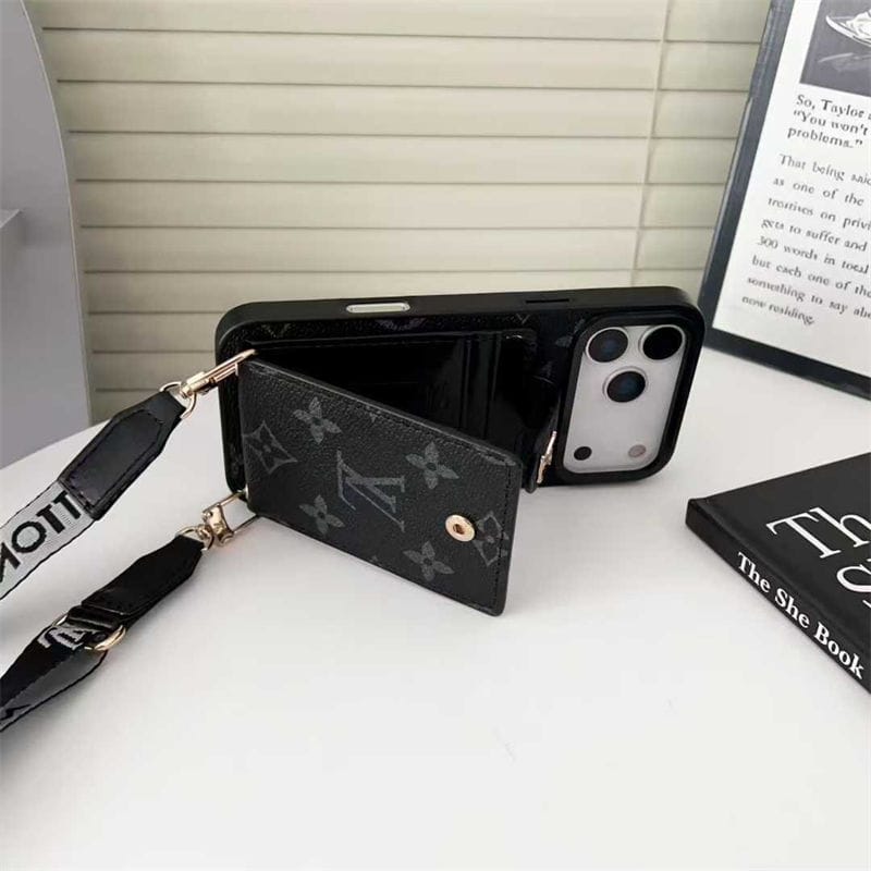 Luxury Leather Card Holder Case Crossbody for iPhone 12-17