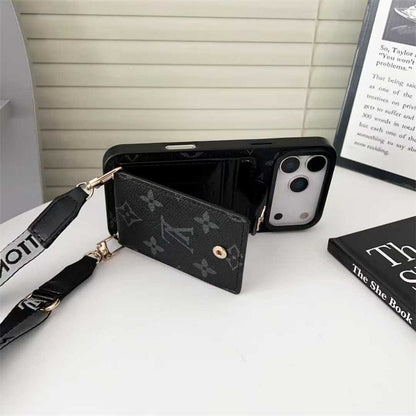 Luxury Leather Card Holder Case Crossbody for iPhone 12-17