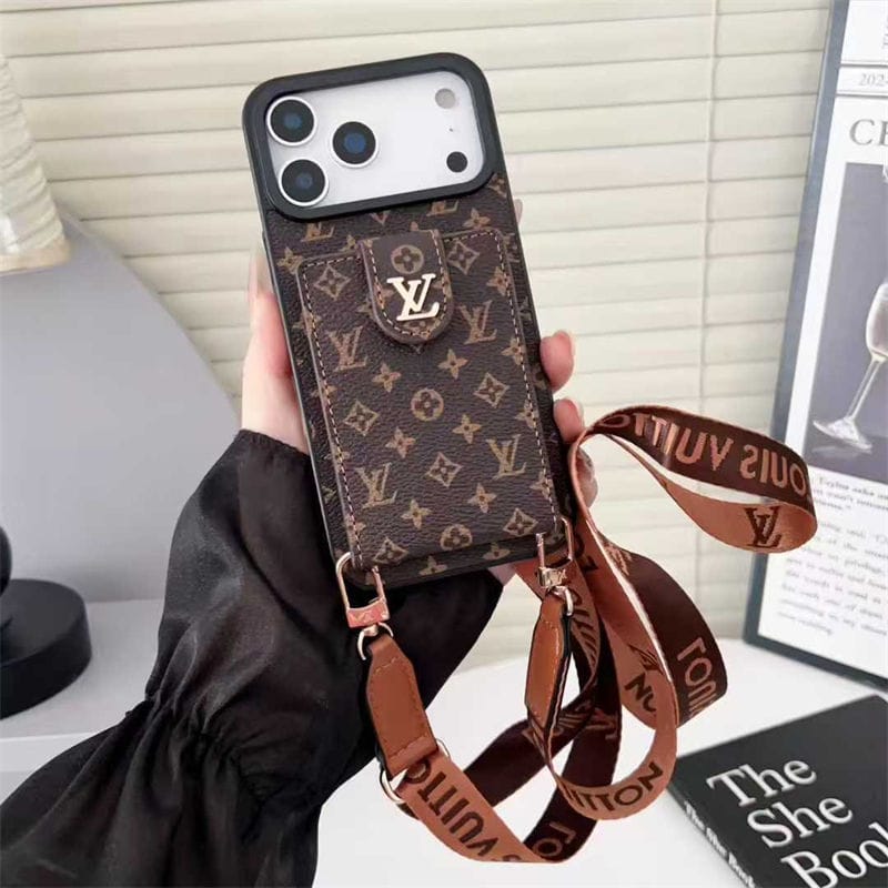 Luxury Leather Card Holder Case Crossbody for iPhone 12-17