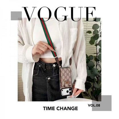 Luxury Leather Card Holder Case Crossbody for iPhone 12-17
