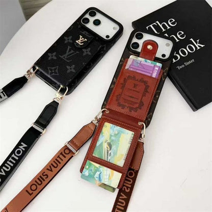 Luxury Leather Card Holder Case Crossbody for iPhone 12-17